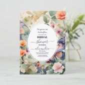 Er gibt mir Schmetterlinge Lila Brautparty Einladung (Stehend Vorderseite)