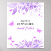 Er gibt mir Schmetterlinge Lila Brautparty Poster (Vorne)