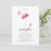 Er gibt mir Schmetterlinge pinkes Brautparty Einladung (Stehend Vorderseite)
