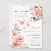 Er gibt mir Schmetterlinge pinkfarbenes Brautparty Einladung (Vorderseite)