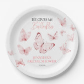 Er gibt mir Schmetterlinge pinkfarbenes Brautparty Pappteller (Vorderseite)