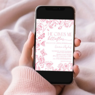 Er gibt mir Schmetterlinge rosa Vintages Brautpart Einladung