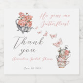 Er gibt mir Schmetterlinge Tea Floral Dusche Gefal Schaumweinetikett (Einzelnes Label)