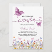 Er gibt mir Schmetterlinge Wildblume Brautparty Einladung (Vorderseite)