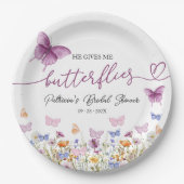 Er gibt mir Schmetterlinge Wildblume Brautparty Pappteller (Vorderseite)