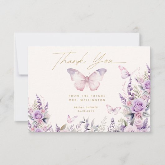 Er gibt mir Schmetterlinge Wildblumen Brautparty Dankeskarte (Vorderseite)