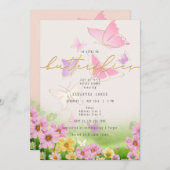 Er gibt mir Schmetterlinge Wildblumen Brautparty Einladung (Vorne/Hinten)