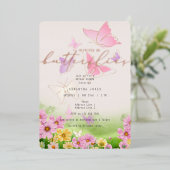 Er gibt mir Schmetterlinge Wildblumen Brautparty Folieneinladung (Stehend vorne)