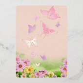 Er gibt mir Schmetterlinge Wildblumen Brautparty Folieneinladung (Rückseite)
