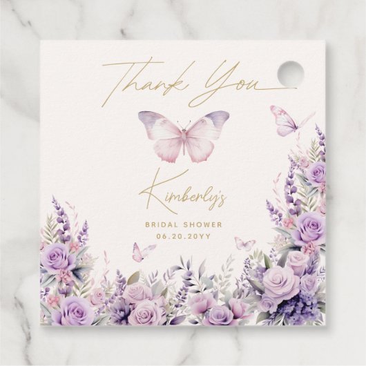 Er gibt mir Schmetterlinge Wildblumen Brautparty Geschenkanhänger (Rückseite)