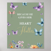 Er gibt mir Schmetterlinge Wildblumen Brautparty Poster (Vorne)