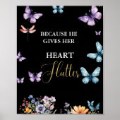 Er gibt mir Schmetterlinge Wildblumen Brautparty Poster (Vorne)