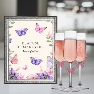 Er gibt mir Schmetterlinge Wildblumen Brautparty Poster