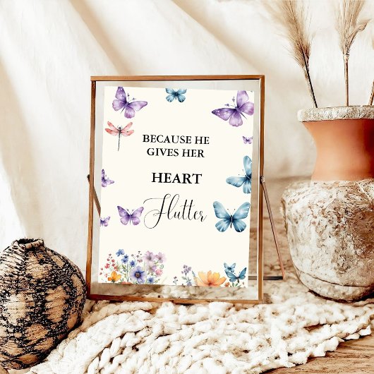 Er gibt mir Schmetterlinge Wildblumen Brautparty Poster