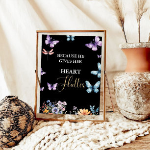 Er gibt mir Schmetterlinge Wildblumen Brautparty Poster