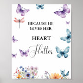 Er gibt mir Schmetterlinge Wildblumen Brautparty Poster (Vorne)