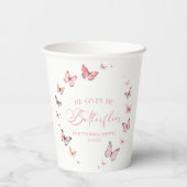 Er gibt mir weiche, rosa Brautpartys Pappbecher (Rückseite)