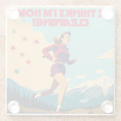 Er glaubt, ich bin Zuhause und säubere Sassy Runne Glasuntersetzer (Rückseite)