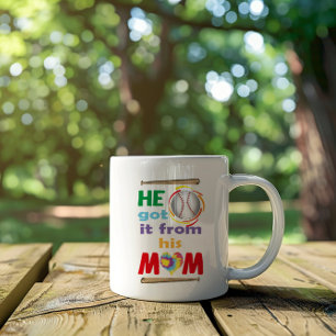 Er Got es von seiner Mama, Baseball Sport Sprichwo Zweifarbige Tasse