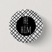 ER/HABM Pronouns Handmade Grid Schwarz-weiß CUSTOM Button (Vorderseite)