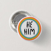 ER/HABM Pronouns Rainbow Ring farbenfroher Stolz Button (Vorne & Hinten)