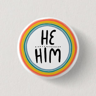ER/HABM Pronouns Rainbow Ring farbenfroher Stolz Button
