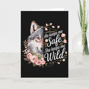 Er hält mich sicher Sie hält mich Wolf Art Liebhab Karte