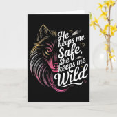Er hält mich sicher Sie hält mich Wolf Art Liebhab Karte (Gelbe Blume)