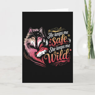 Er hält mich sicher Sie hält mich Wolf Art Liebhab Karte
