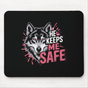 Er hält mich sicher Wölfe Valentinstag Für Liebend Mousepad