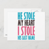 ER HALTE MEIN HERZ (in blau und rosa) Postkarte (Vorne/Hinten)