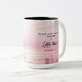 Er hat alles wunderschöne Aquarell Sonnenuntergang Zweifarbige Tasse (VorderseiteRechts)