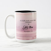 Er hat alles wunderschöne Aquarell Sonnenuntergang Zweifarbige Tasse (Links)