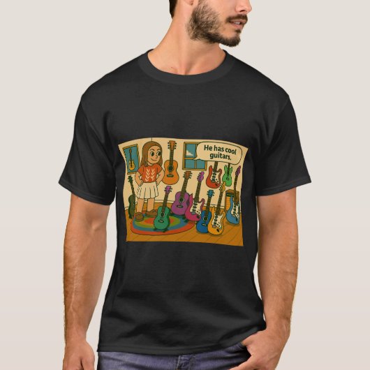 Er hat coole Gitarren T-Shirt (Vorderseite)