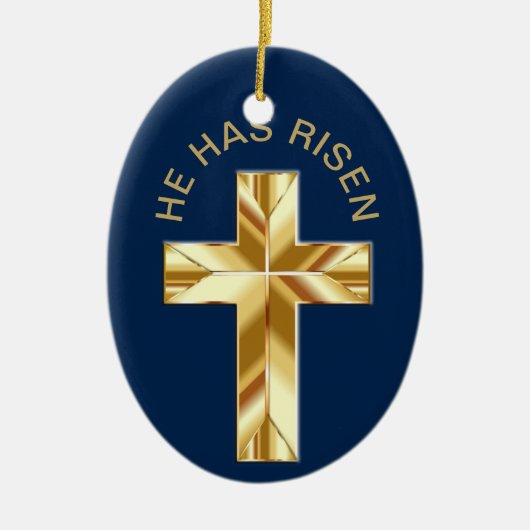 Er hat das religiöse Goldene Kreuz-Osterreich ausg Keramik Ornament (Vorne)