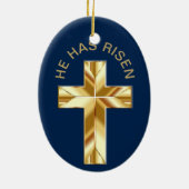 Er hat das religiöse Goldene Kreuz-Osterreich ausg Keramik Ornament (Hinten)