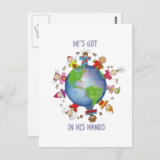 Er hat die ganze Welt in seinen Händen Postkarte (Vorne/Hinten)