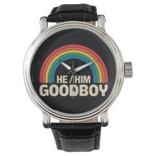 Er hat einen guten Jungen Rainbow LGBTQ Gay Pride  Armbanduhr