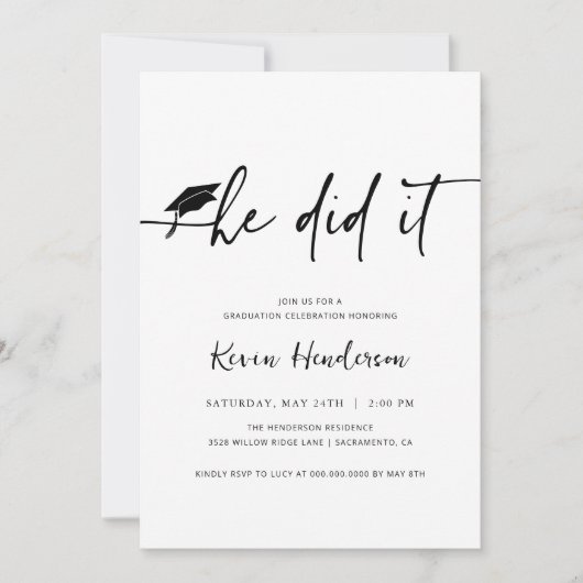 Er hat es Abschluss eingeladen Einladung (Vorderseite)