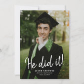 Er hat es getan! Abschluss Foto Einladung (Vorderseite)