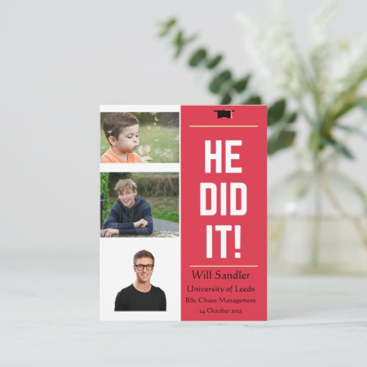 ER HAT ES GETAN! Ankündigung von Abschlüssen mit B (Stehend Vorderseite)