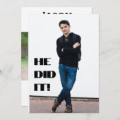 Er hat es getan! Ankündigung von Foto Abschluss (Vorne/Hinten)