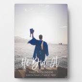 Er hat es moderne Script Abschluss Foto Fotoplatte (Vorderseite)