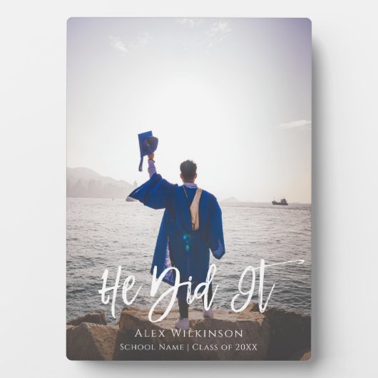 Er hat es moderne Script Abschluss Foto Fotoplatte (Vorderseite)