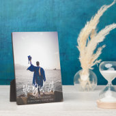 Er hat es moderne Script Abschluss Foto Fotoplatte