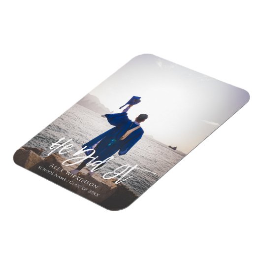 Er hat es moderne Script Abschluss Foto Magnet (Linke Seite)