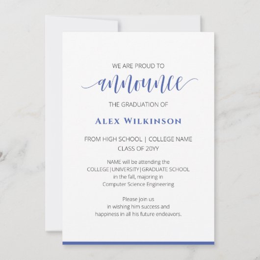 Er hat es moderne Script Typ Foto Abschluss Ankündigung (Rückseite)