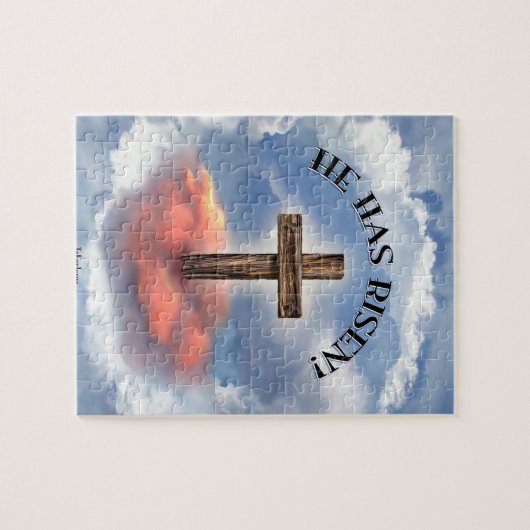 Er hat gestiegenes schroffes Kreuz mit Wolken Puzzle (Horizontal)