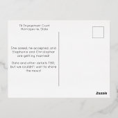 "Er hat ja gesagt!" Ankündigung der Verlobung Post (Rückseite)