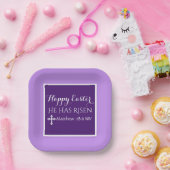 Er hat Lila Ostern die Kreuzbibelverse erwischt Pappteller (Party)